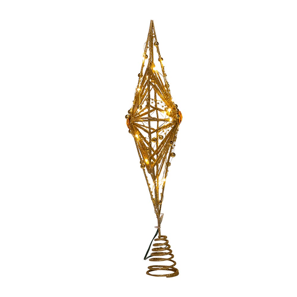 Kurt Adler 15.5-Inch 30-Light Fairy Light Gold Star Tree Top